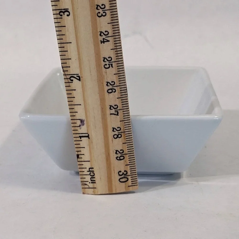 Crate & Barrel Cb2 White Porcelain Square Dipping Small Sauce Bowls 4 Set 3 1/4